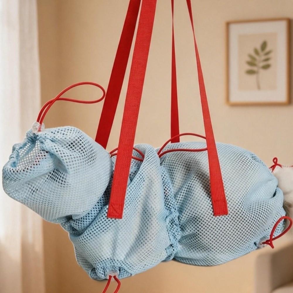 Breathable Mesh Cat Bathing Bag Adjustable Hanging Pet Restraint Bag High Elasticity Quick Drying Cat Grooming Bag Pet Care