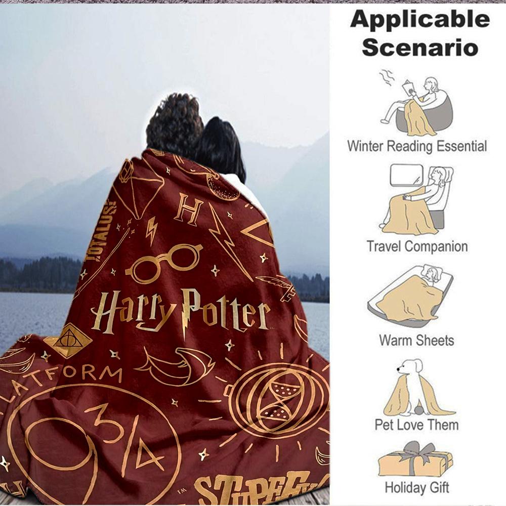 1pz Coperta Harry Potter Leggera in Flanella per Divano, Letto, Viaggio, Campeggio, Soggiorno, Ufficio, Divanetto, Sedia e Letto