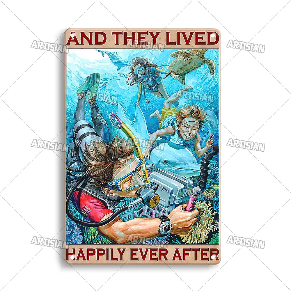 Artisian Swimming Metal Sign Diving Tin Plate Sport Decorative Plaque Ocean Funny Wall Decor Garage Bar Pub Club Hotel Cafe