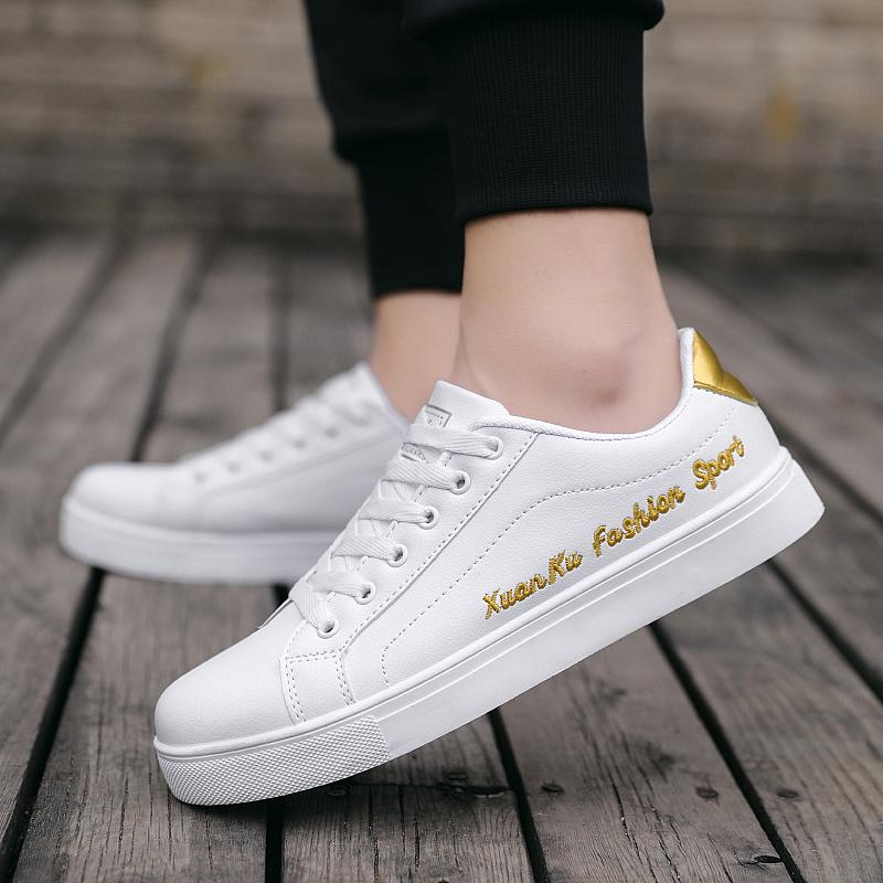 Men's casual sports shoes, fashionable, comfortable and breathable loafers, walking and running shoes, white sneakers