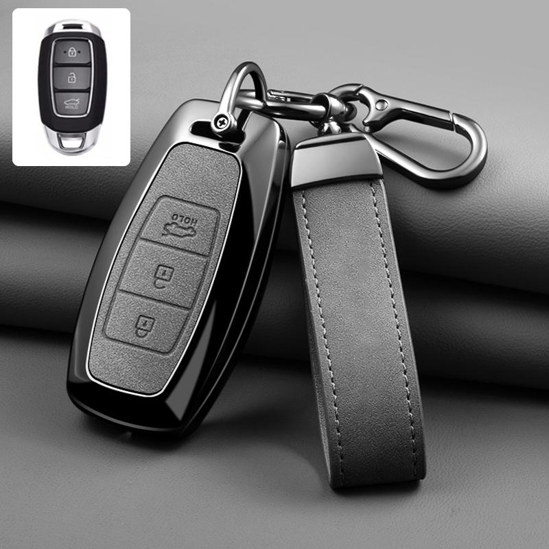 3/4/5 Button Zinc Alloy Leather Car Key Cover For Modern I30 Ix35 Kona Encino Solaris Azera Grandeur Ig Accent Santa Fe Palisade