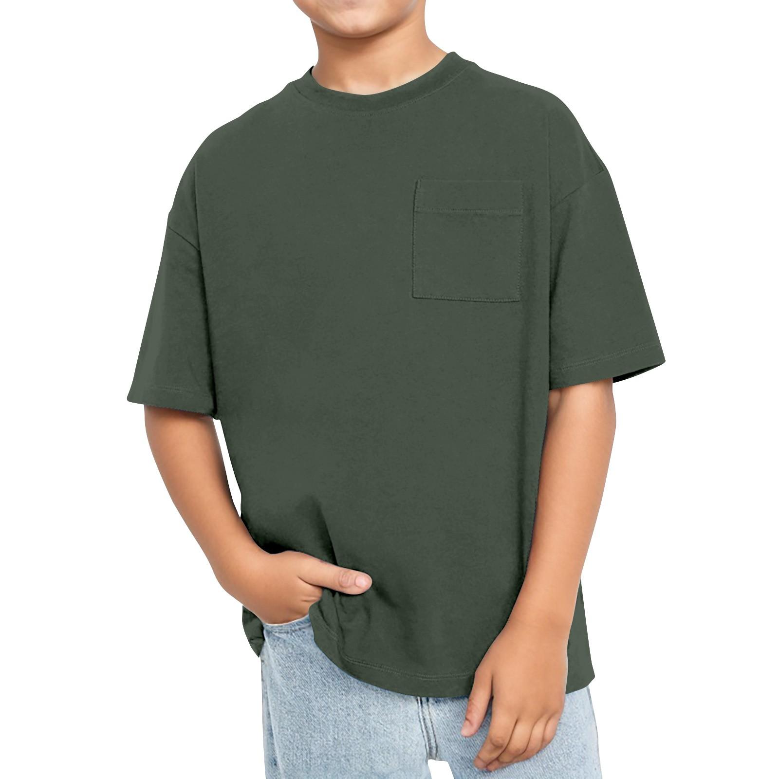 Футболка с коротким рукавом и круглым вырезом для мальчиков 100 армия зеленый 1219₽