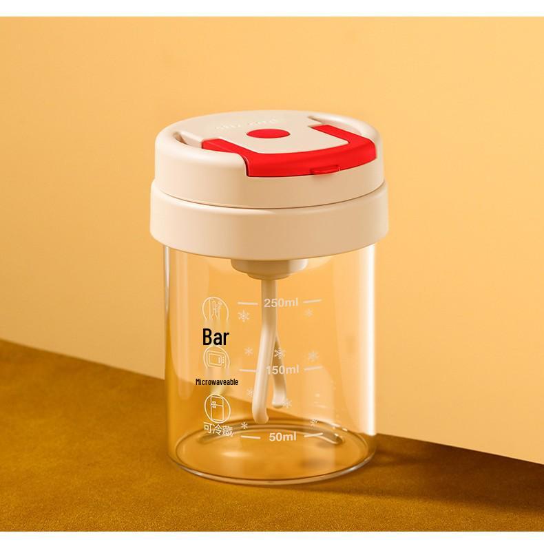 

Electric Auto-Mixing Glass Cup with Scale for Protein, Coffee, Soy Milk, and Milk Powder 300ml Lead-Free Glass червоний