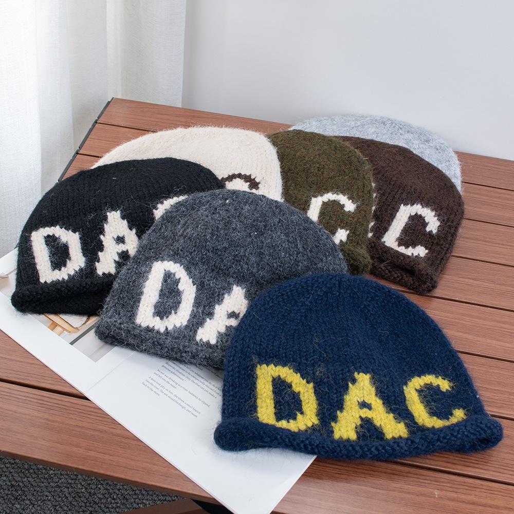 South Korea's new niche DAC letter crimped wool hat children's autumn and winter cold-proof and warm bag head cold hat