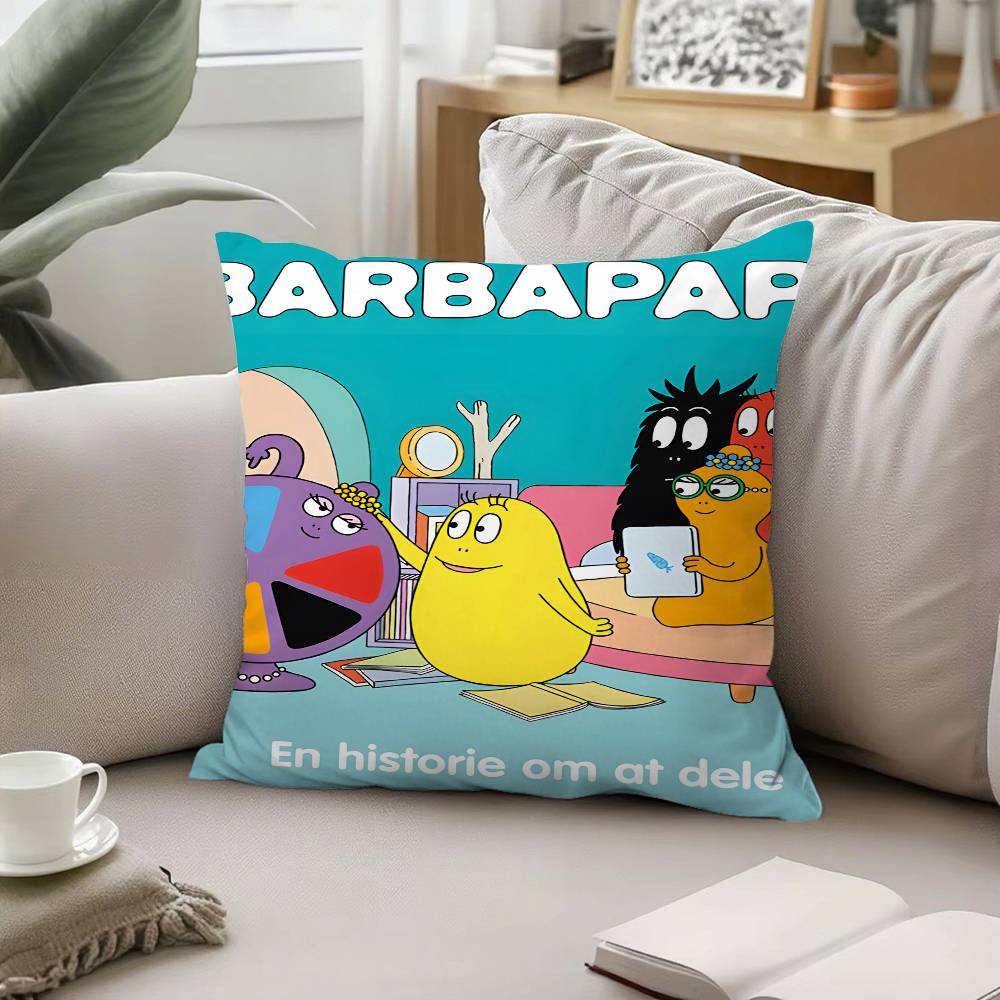 B-BarbapapaS-Cartoon Pillow Case Pattern Printed Pillowcase For Living Room Sofa Cushion Cover & Bedroom Decor
