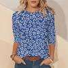 Floral New Summer Small Turtle Print Three-Quarter Sleeve Round Neck T-Shirt