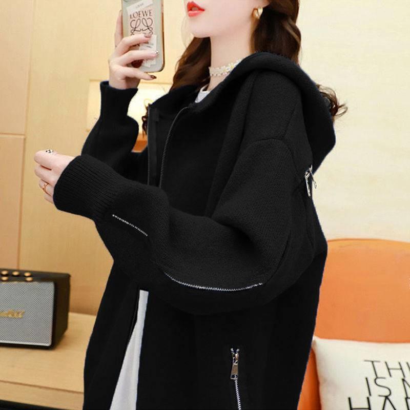 New Fashion Autumn Winter Thickened Warm Mink Fleece Sweater Women Mohair Sweater Long-sleeved Knitted Pullover Coat Outwear