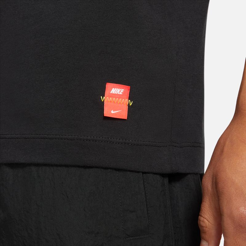Nike T-shirty Męskie Czarne Okrągły Dekolt Umiarkowany Prosty Krój DJ1370-010