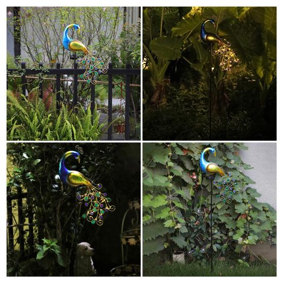 Yousheng Solar Peacock Garden Stake Light Waterproof Metal Decorative Landscape Path Lights for Outdoor Patio Lawn Yard Decoration