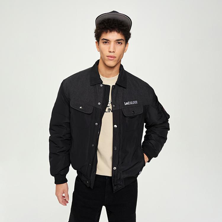 Lee Comfortable Denim Spliced Down Jacket Men outerwear Black LMT0071292RZ00FK11000