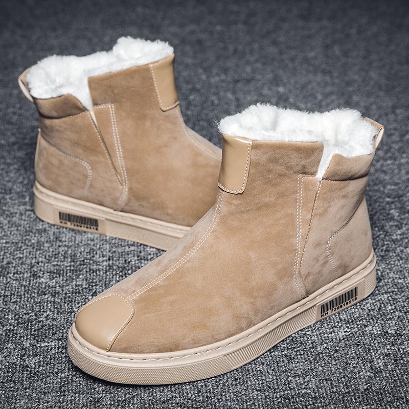 Winter Men Boots Snow Boots Man Plush Keep Warm Outdoor Round Head Black Men's Platform Ankle Boot Fashion Designer Shoes