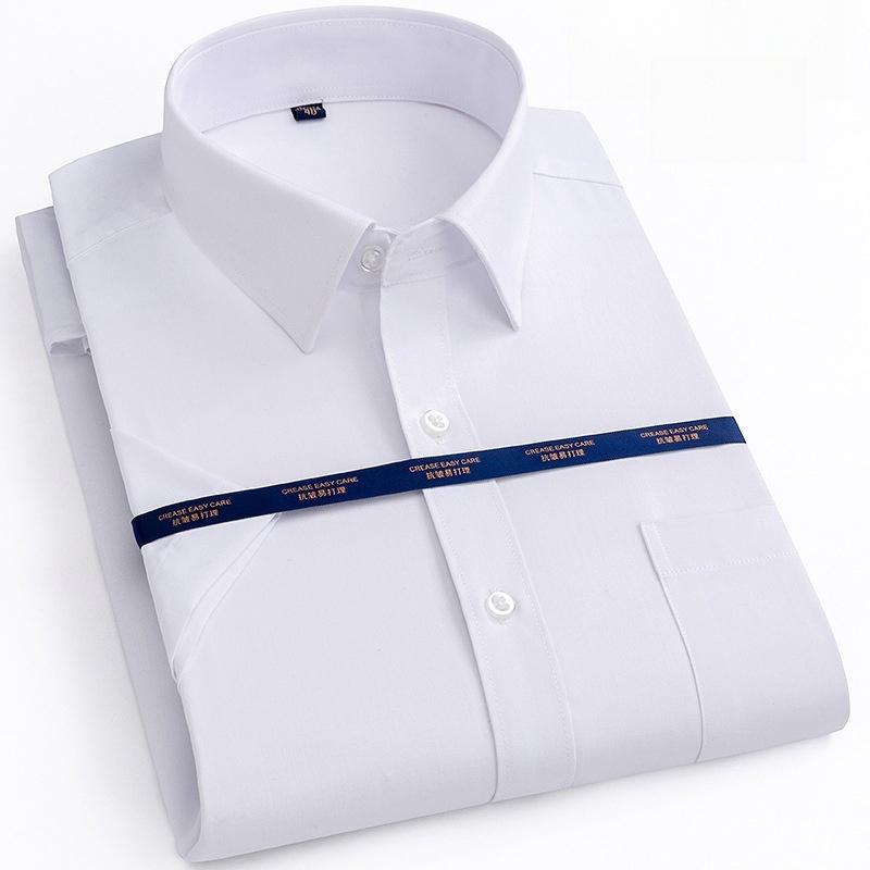 

Business Dress Shirt Men Short Sleeve Autumn Spring Fashion Casual Formal White Work Office Simple Basic Man Clothe 6XL 7XL 47