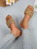 [Foreign Trade] 2025 Summer Versatile Sandals Flat-bottomed French Premium Rhinestone One-Word Slippers