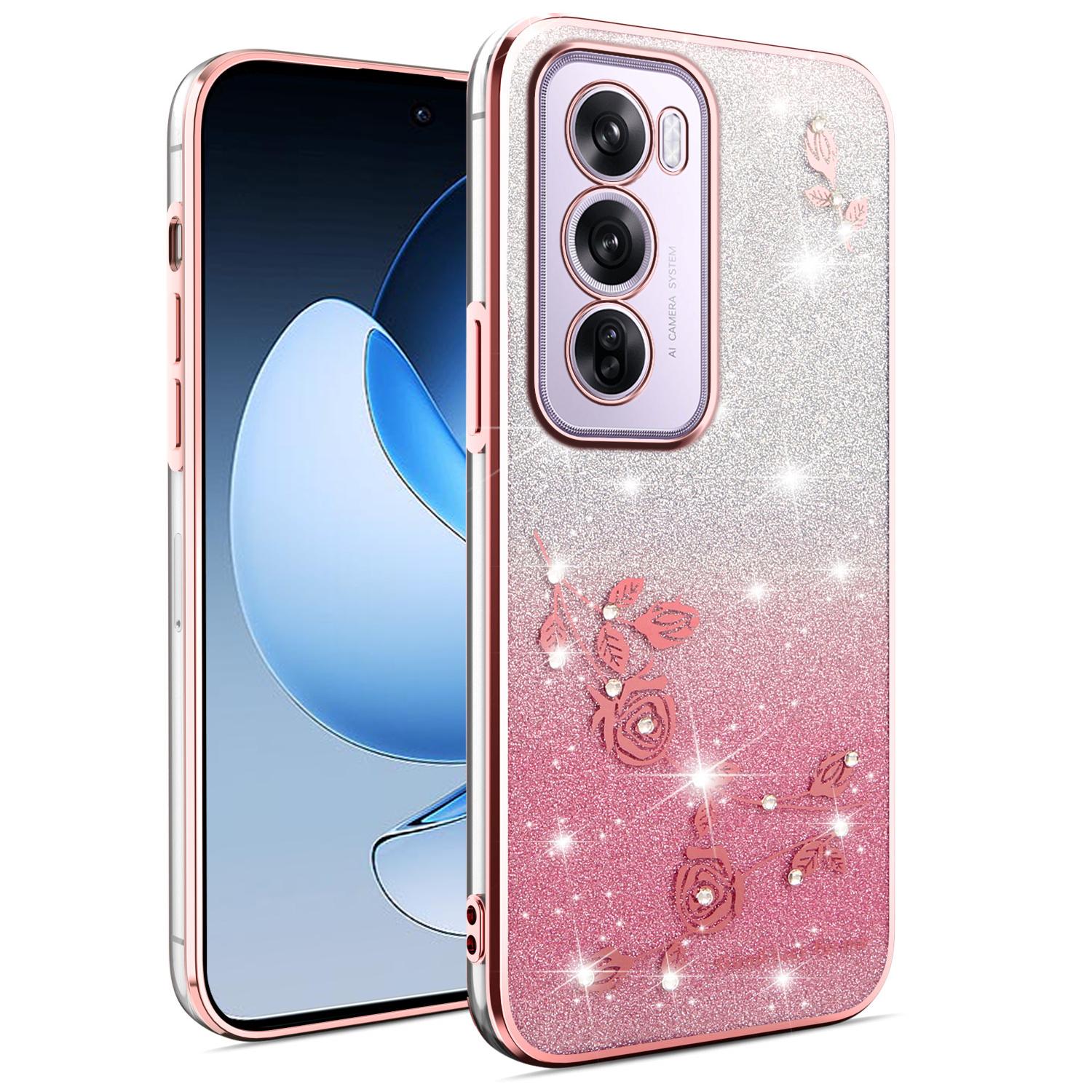 

KADEM For Oppo Reno12 Pro 5G (Global) Case Flower TPU Flexible Gradient Phone Cover A