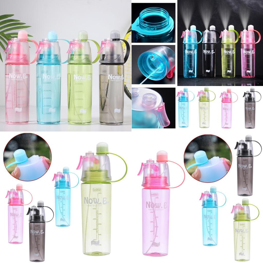 Creative Cartoon Spray Water Bottle For Outdoor Sports, Portable With Lid, Plastic Cup For Summer Hydration And Cooling, 600ml Capacity