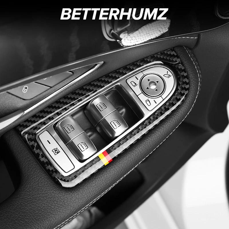 Carbon Fiber For Mercedes Benz W205 C Class GLC X253 Car Window Control Panel Trim Button Frame Stickers Interior