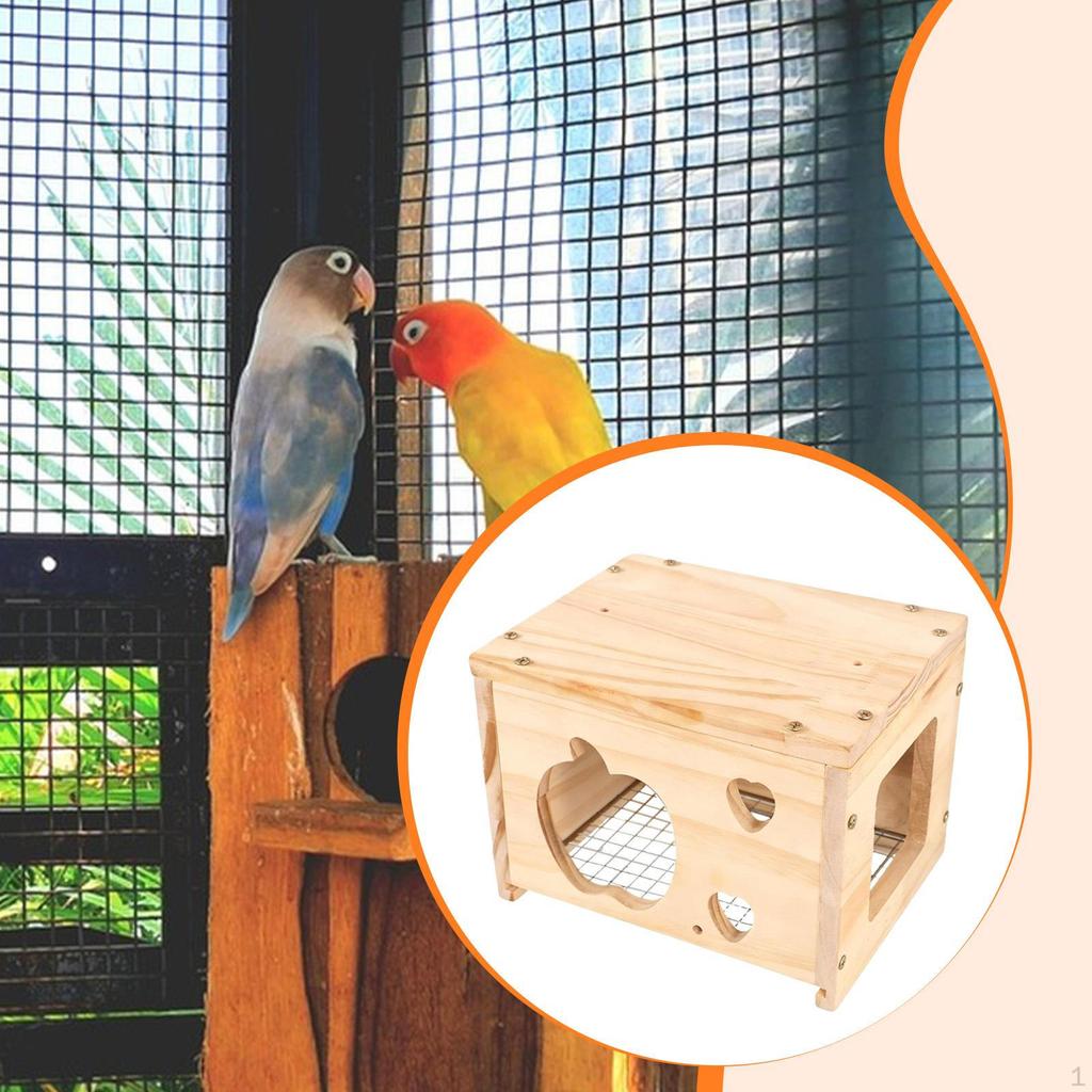 Wooden Bird House for Inside Cage Nest Resting Place Hut Wood Parakeet Nesting Box Parrot