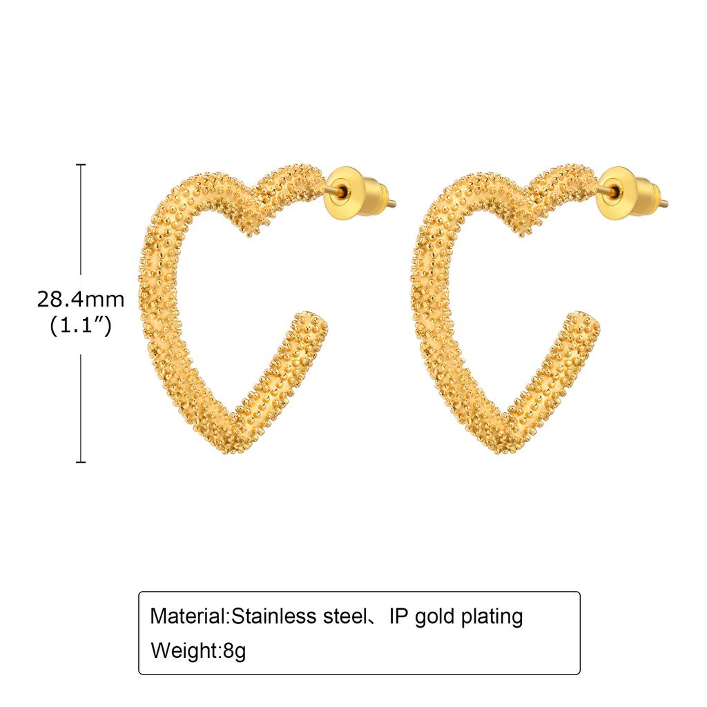 Love Shape Heart Earrings For Women Stainless Steel Ear Hoops Gold Plated Jewelry