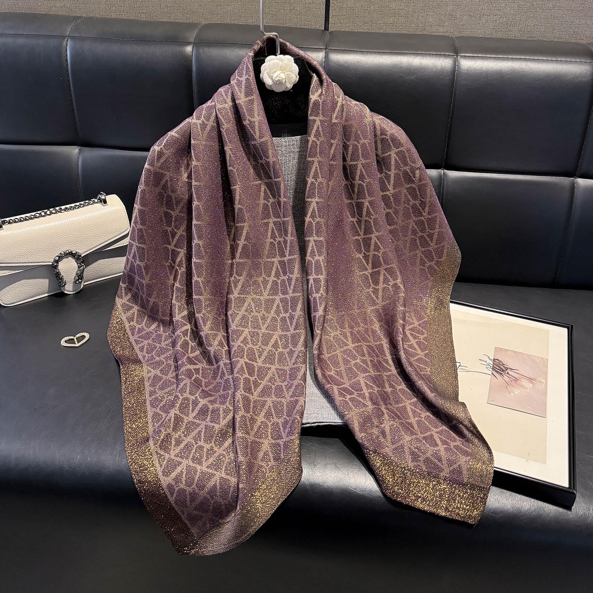 

Квадратный шарф из искусственного шелка, универсальный шелковый шарф с принтом, высококлассная декоративная шаль-шарф, тенсел-хлопок, золотой шелк, четырехсезонное украшение фиолетовый