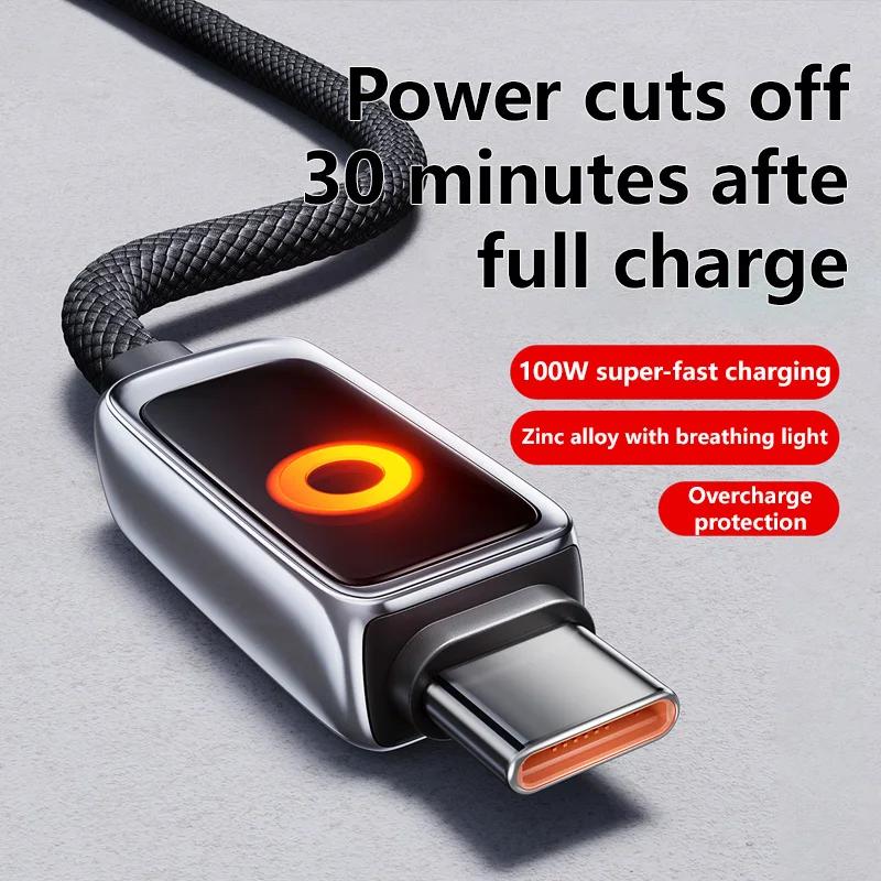 100W Data Cable Quick Charging Cable Automatic Power Off Fast Charge USB A C To C For Phone Highspeed Data Transfer Cable
