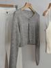 Women's One-Button Loose Knitwear: Short High-Waisted Wool Cardigan with Long Sleeves and Round Neck for Autumn/Winter Fashion.