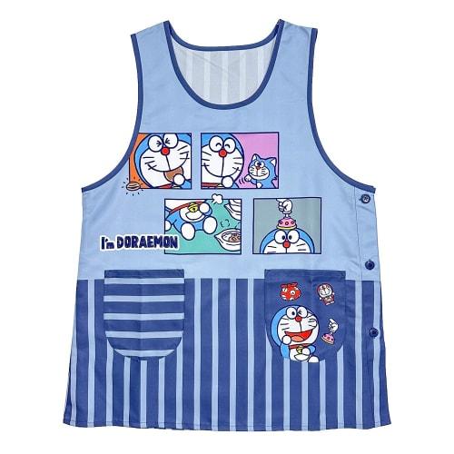 Salonge Apron, Large Size, for Nursery Teachers, Doraemon (Navy) and Mini Doraemon, Sizes 2L-3L