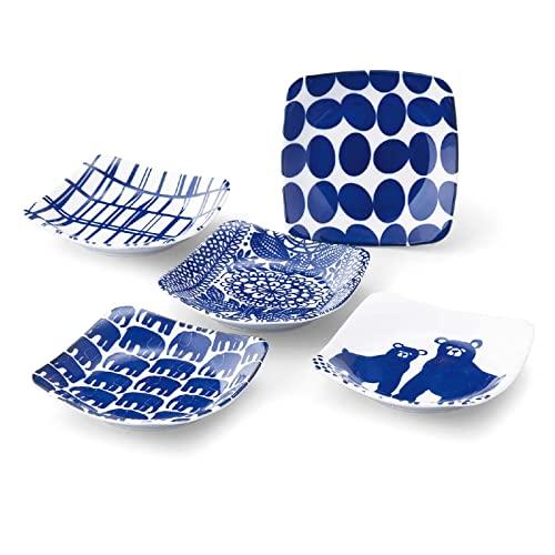 

Finlayson Square Plates, 12.5cm, Set of 5, Sometsuke Indigo Blue, Nordic Style, Tableware, Accessories, Mother s Day Gift, Made in Japan, FIN40N-57