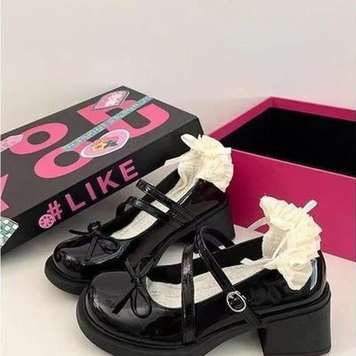 Sweet and Cool Bow Mary Jane Shoes Women's Summer New Versatile Double Buckle with Retro Platform Shoes