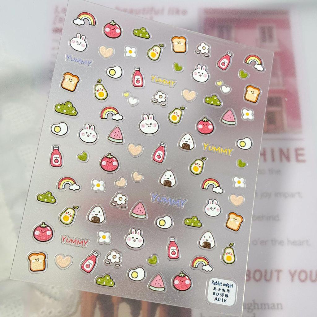 5D Embossed Birthday Nail Art Stickers: 3D Letters, Bows & Cartoons DIY.