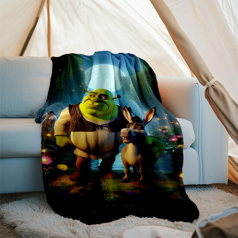 Shrek-Thema Bedruckte Decke Perfekt für Sofa Bett Reisen Außenbereich Maschinenwaschbar Gemütlich Langlebig