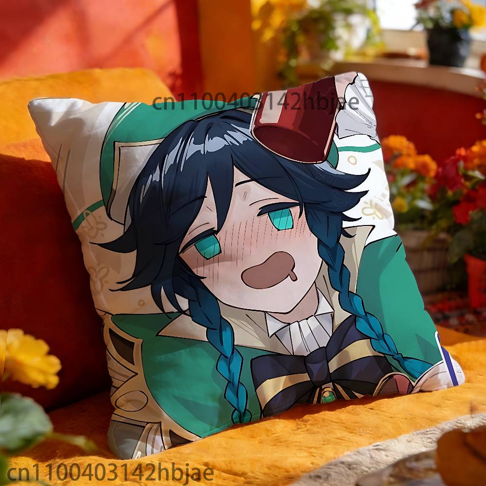 Venti Chibi Pillow Case Print Polyester Fiber 40X40 cm Home Sofa Throw Cushion Cover Decoration