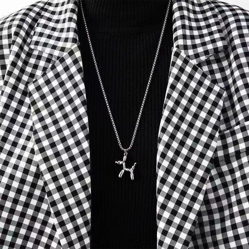 Fashionable And Creative Metal Balloon Dog Pendant Necklace Suitable For Men And Women Fun And Personalized Daily Jewelry Gifts