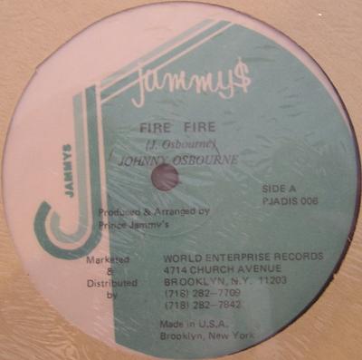 12inch Record JOHNNY OSBOURNE - Fire Fire PJADIS006 Jammy's Records US Reggae, Ska & Dub Used
