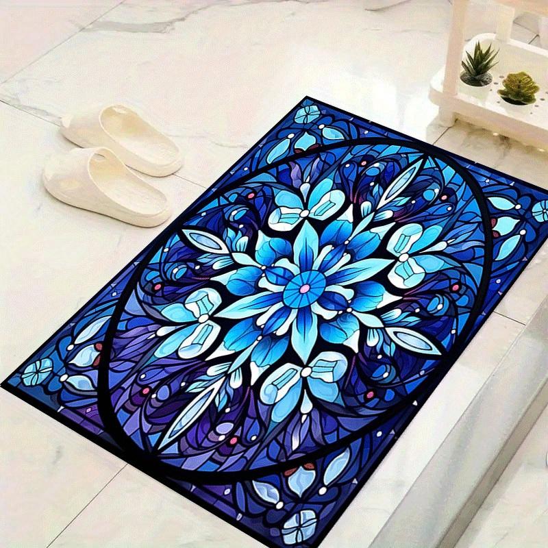 

1pc Blue Flowers Design Indoor Area Rug - Soft, Anti-Slip, and Durable Gaming Room Decor for Bedroom 60cm by 90cm