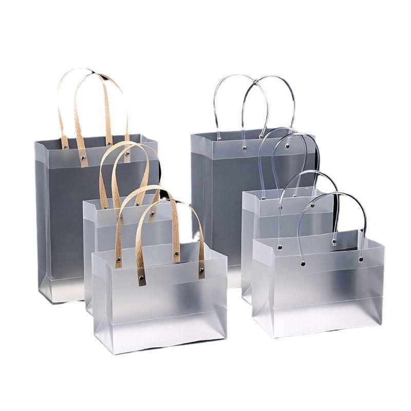 In Stock: Frosted PVC Transparent Tote Bag for Gifts and Souvenirs, Ideal for Christmas and Weddings