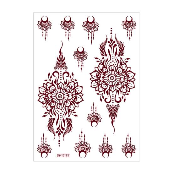 Nostalgie Red Henna Tattoo Kit, Waterproof Tattoos Stickers, Temporary Stickers for Women Wedding Party Festival Decorations