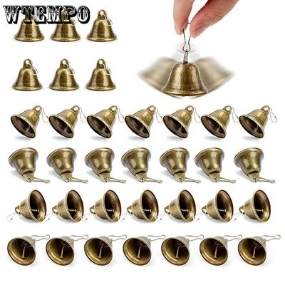 8PCS Retro Metal Decorative Bells 38mm Open Bells with Spring Hook Creative DIY Christmas Bells Home Decor Wind Chimes Pet Training Bells