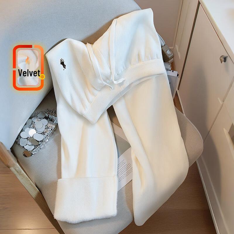 

Women s Lined Embroidered Drawstring Straight-Leg Pants M