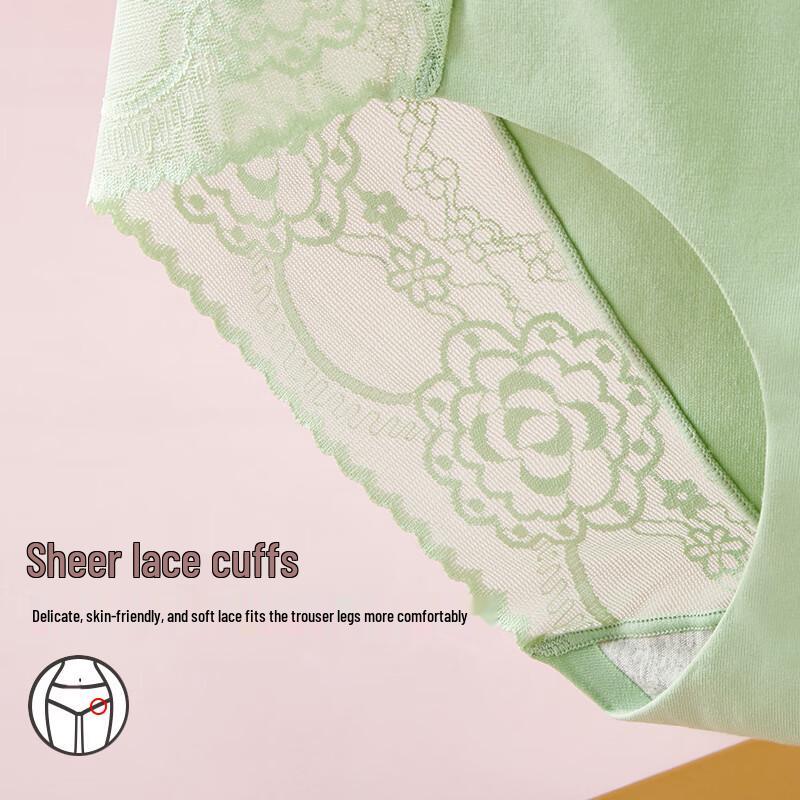 Langsha Women's High-Waist Tummy Control Lace Antibacterial Cotton Briefs