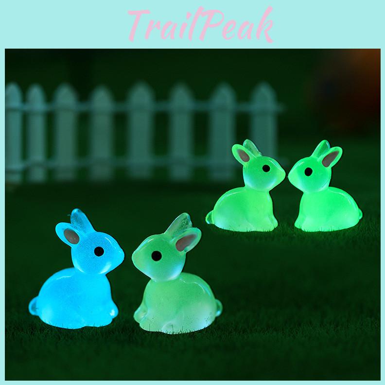 Colorful Luminescent Bunny Resin Decoration For Kids' Nightstands And Mini Gardens