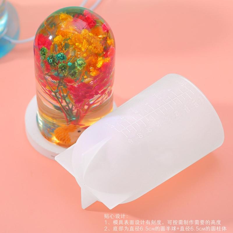 Light Resin Silicone Molds Cylinder Light Resin Mould for DIY Desktop Ornament Table Lamp Table Candle Home Decorations