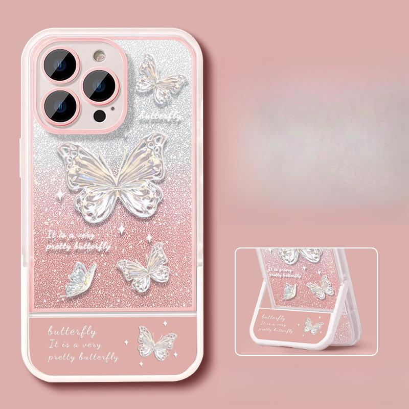 

Подходит для чехла для мобильного телефона Apple 14 Iphone13 Блестящая пудра Бабочка 12 Невидимая подставка 11 Полный 7/8plus Противоударный X iphone 15