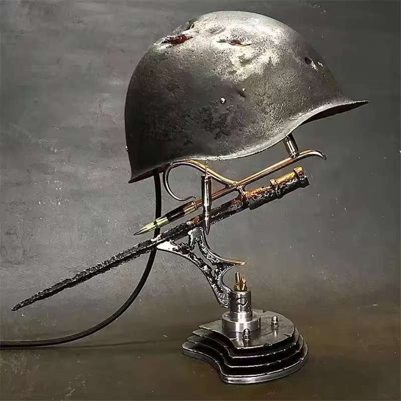 War relic lamp, commemorative historical resin desktop decoration, USB charging desk lamp, home decoration item