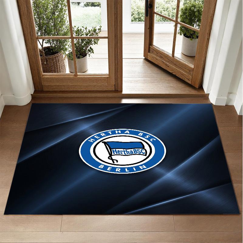 Hertha Bsc FC Design Crystal Velvet Rug Soft Decorative Mat for Bedroom Entrance