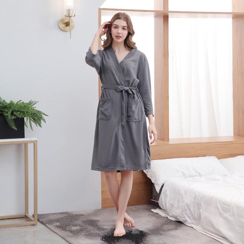 Unisex Quick-Dry Waffle Bathrobe - Lightweight, Absorbent, Ideal for Spa & Sauna