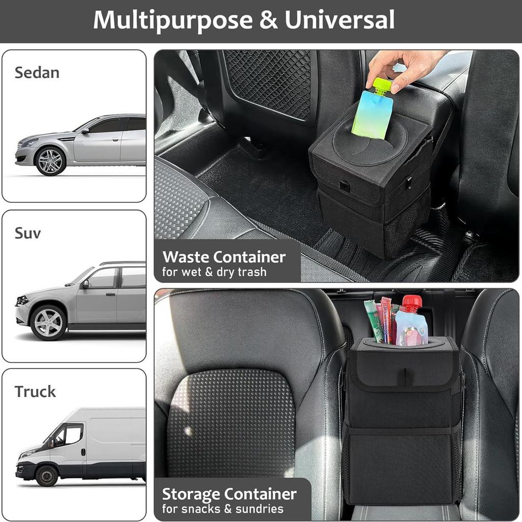 Auto-Mülleimer Auslaufsicher Auto-Müllsack Mit Deckel Faltbar Verstellbar Organizer Aufbewahrungstaschen Fahrzeugzubehör Für Sitz