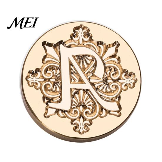 Decorative Wax Seal Stamp Iris A-Z Initial Alphabet Head, Brass Engraved Vintage Sealing Head for Wedding Invitations Envelopes Journal Gift Packaging