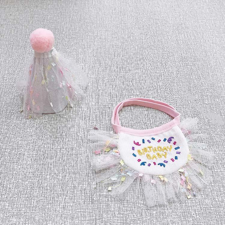 

2 шт. реквизит для дня рождения, питомец, кошка, собака, атмосфера на день рождения, набор, шапка на день рождения, шарф, нагрудник для собаки, полотенце для слюней, сетка, аксессуары для котят size