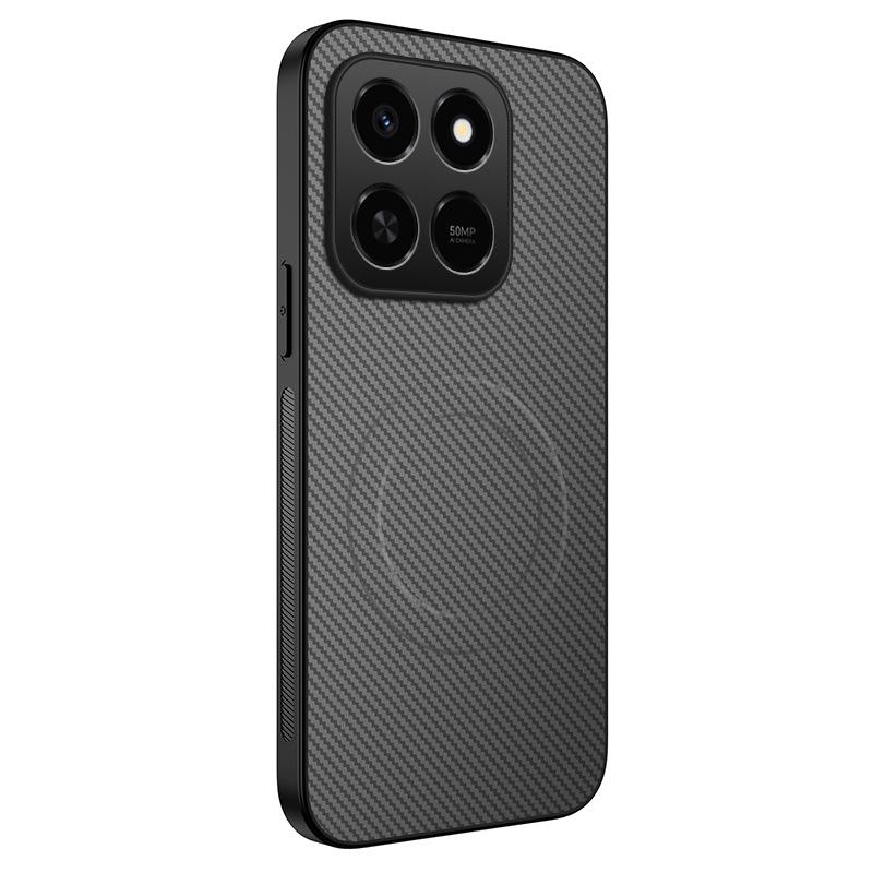 Honor X7D Carbon Fiber Leather Lens Case with Full Coverage and Magsafe Compatibility