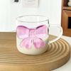 1Pcs Pink Bow Knot Glass Cup Coffee Milk Fruit Cup Heat-resistant Glass Drinks Mug Cups 13oz 400m Lovely Cup